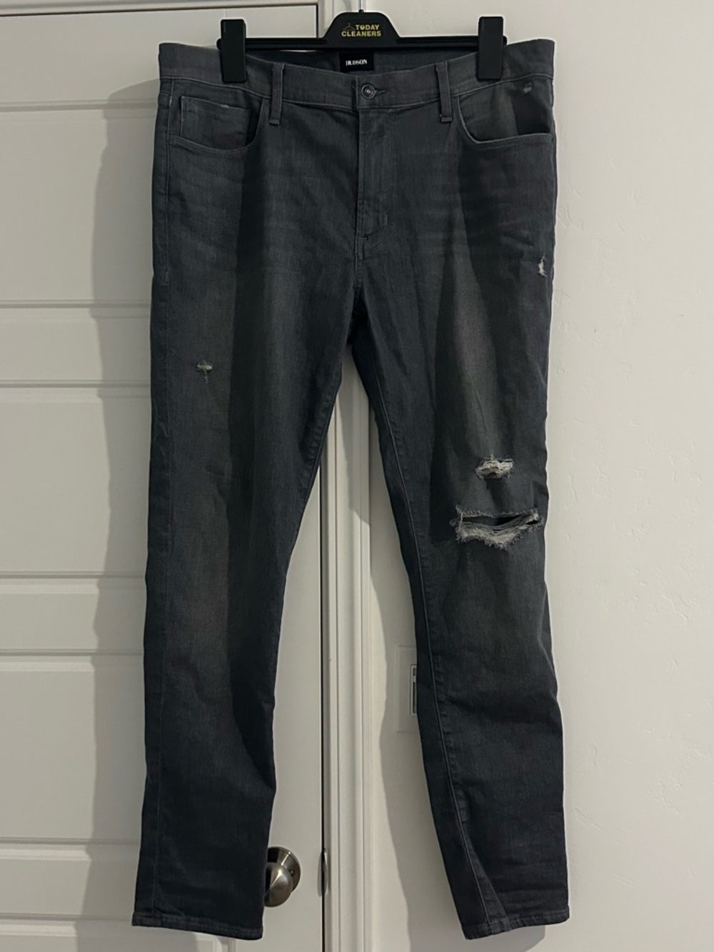 Hudson Jeans Slim Distressed Charcoal Black Jeans